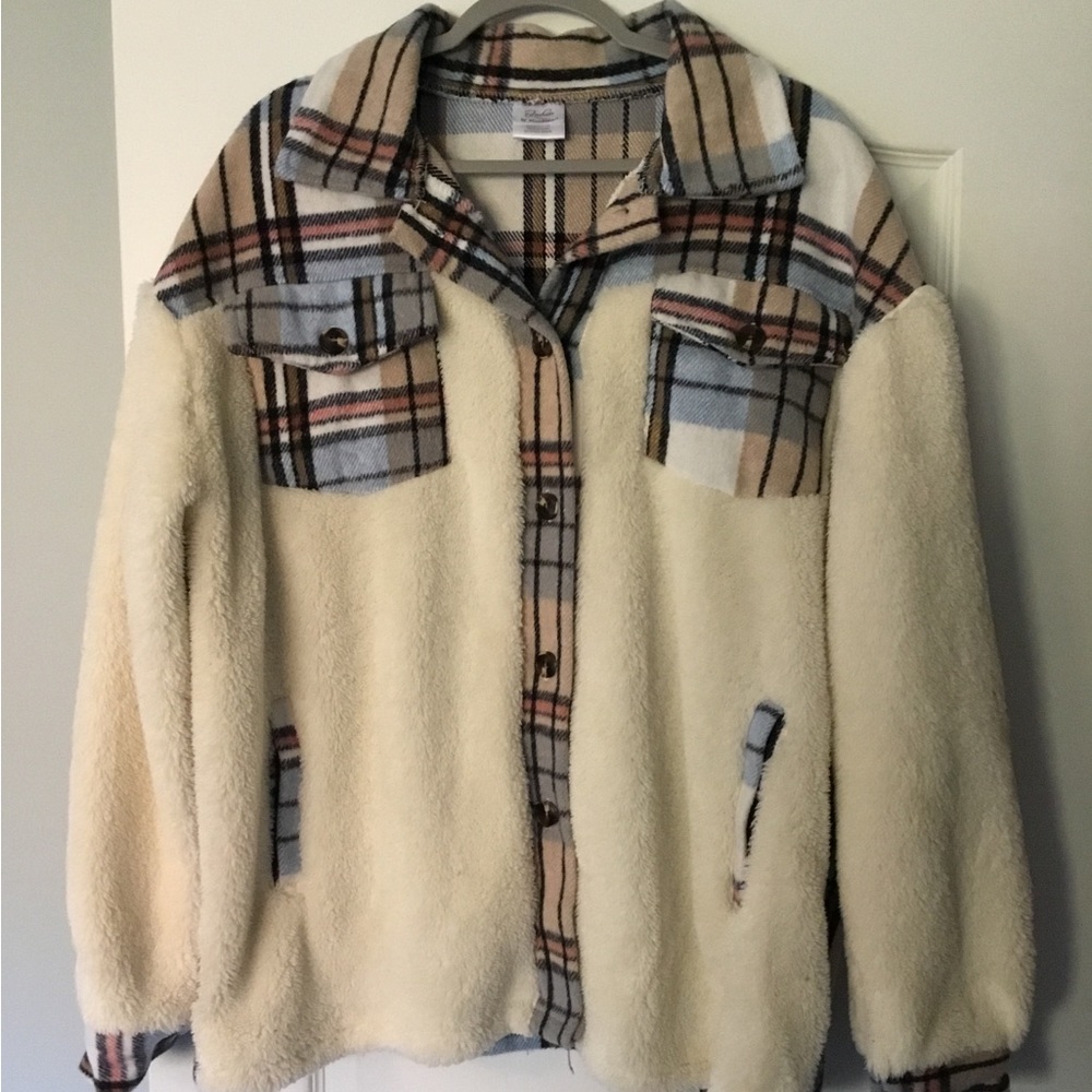 Blue Plaid Sherpa Shacket - image 1
